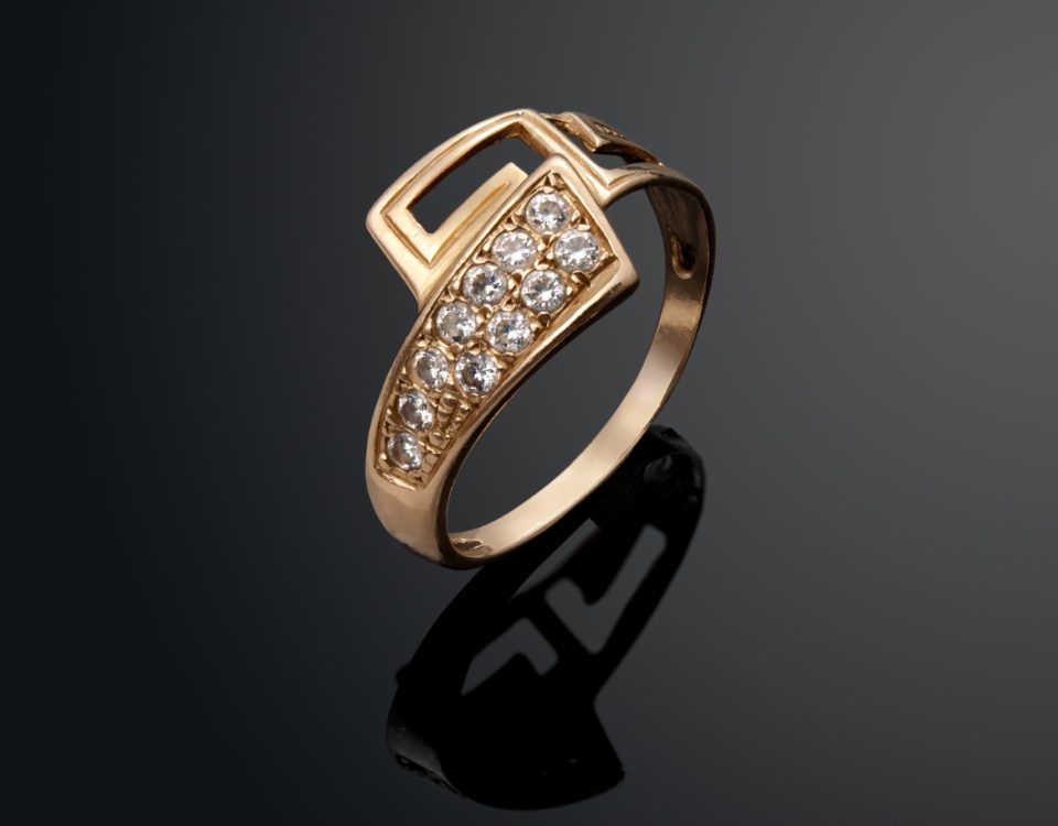 Golden ring with diamonds