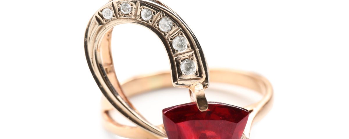 Beautiful stylish ring on white background