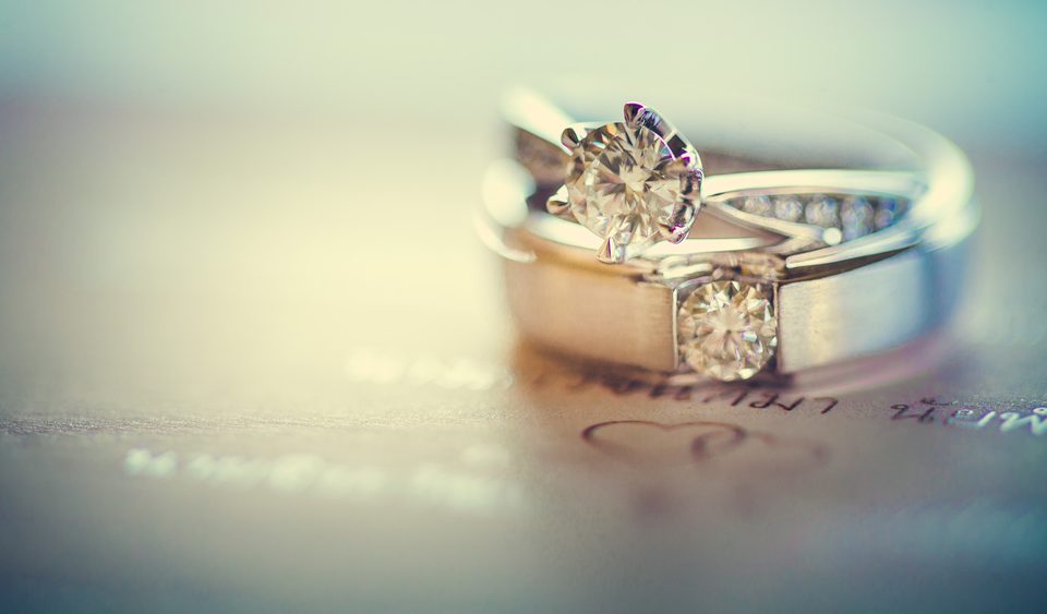 modern engagement ring setup